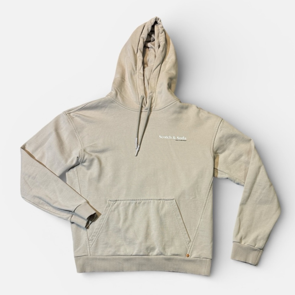 Scotch & Soda mens S Small tan organic cotton French Terry pullover hoodie EUC